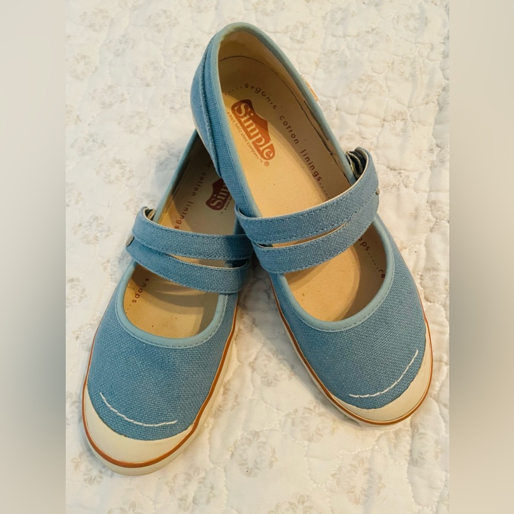 Simple Light Blue Mary Jane Canvas Sneakers